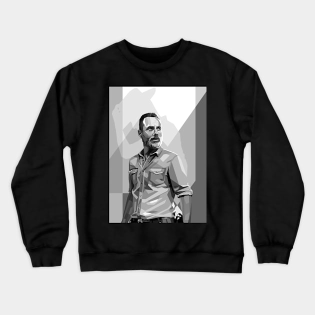 Rick Grimes WPAP Pop Art in Black & white colour Crewneck Sweatshirt by godansz